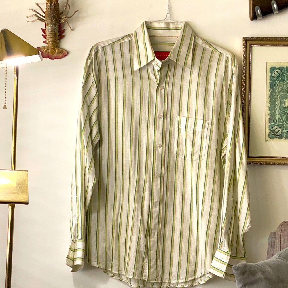 Men’s Emanuelle Ungaro pinstripe casual dress shirt